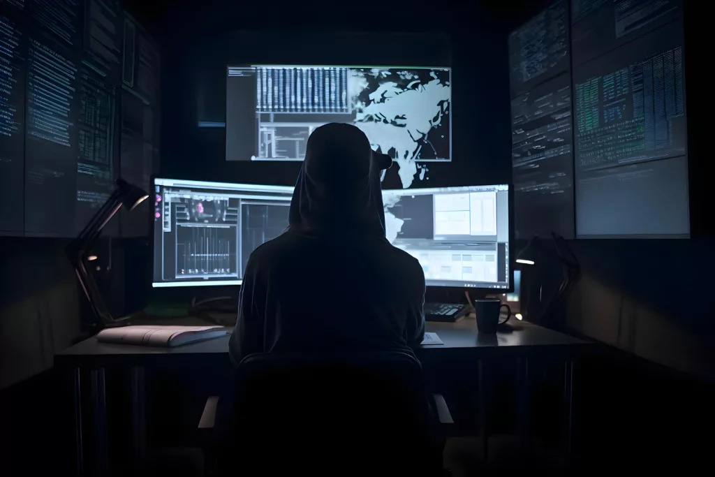 hacker yang sedang melakukan penetration testing