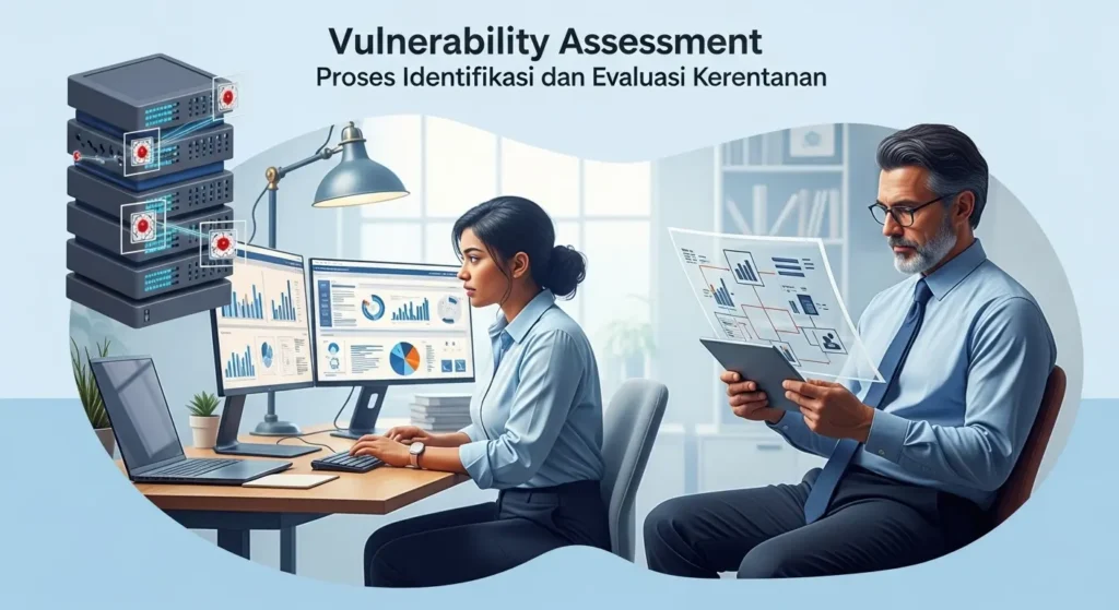 Vulnerability Assessment: Proses Identifikasi dan Evaluasi Kerentanan Artikel ini membahas proses vulnerability assessment pada keamanan IT dengan fokus pada identifikasi kerentanan dan evaluasi risiko keamanan.