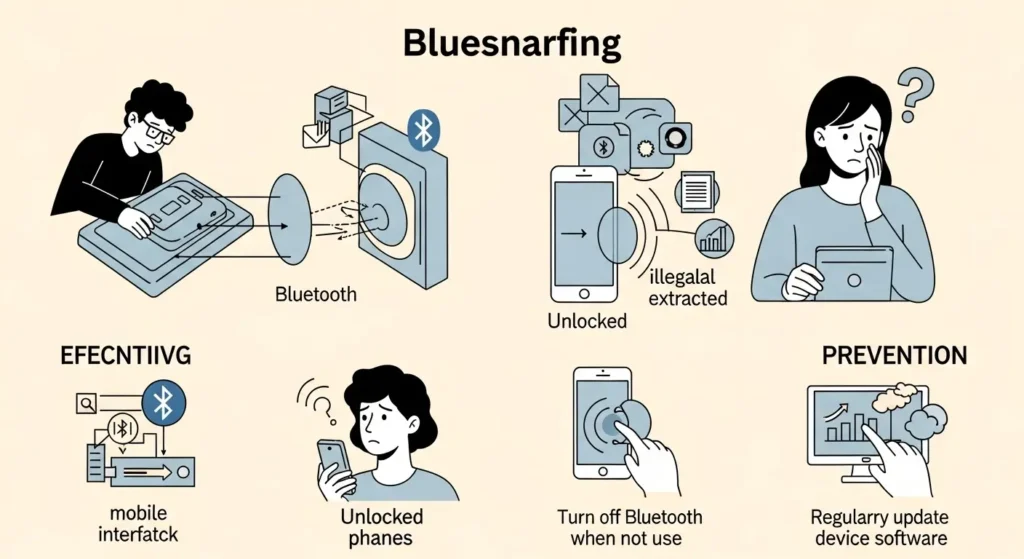 Bluesnarfing: Arti, Dampak, dan Cara Pencegahannya Artikel ini membahas tentang bluesnarfing, cara mendeteksi, dan langkah-langkah pencegahannya untuk melindungi data pribadi kita dari ancaman siber.