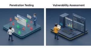 Perbedaan Penetration Testing dan Vulnerability Assessment Artikel ini menjelaskan perbedaan antara penetration testing dan vulnerability assessment, serta pentingnya kedua metode dalam keamanan siber.