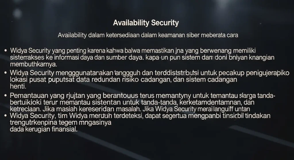 Pentingnya Availability dalam Cybersecurity Studi kasus tentang bagaimana Widya Security menjaga availability dalam keamanan siber.