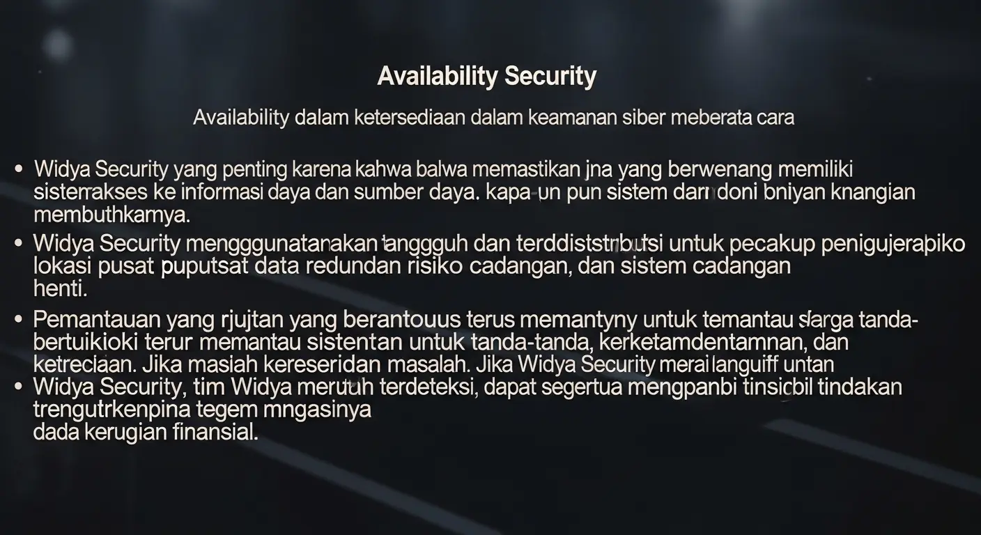 Pentingnya Availability dalam Cybersecurity Studi kasus tentang bagaimana Widya Security menjaga availability dalam keamanan siber.