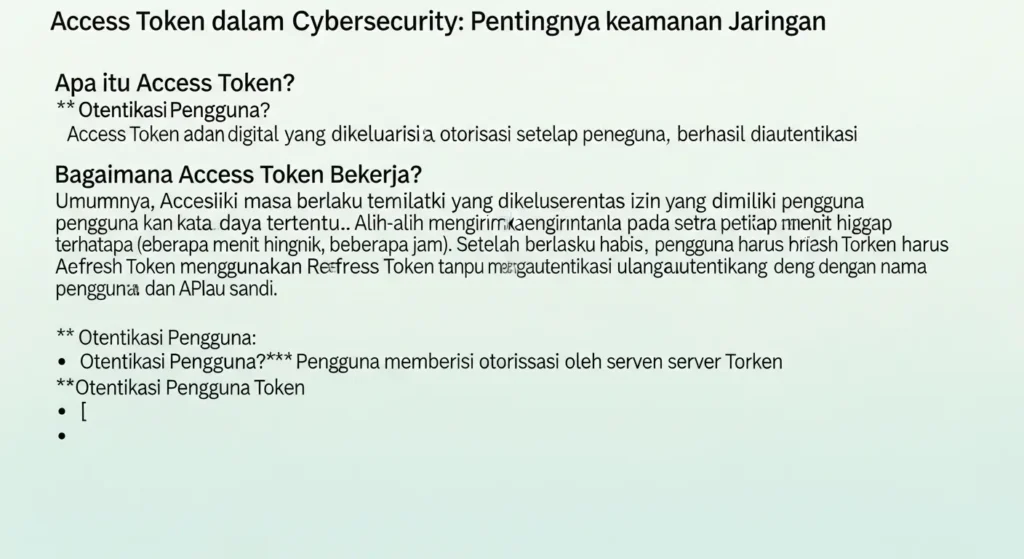 Access Token dalam Cybersecurity: Pentingnya Keamanan Jaringan Artikel ini membahas tentang Access Token dalam cybersecurity, pentingnya keamanan dan praktik terbaiknya.