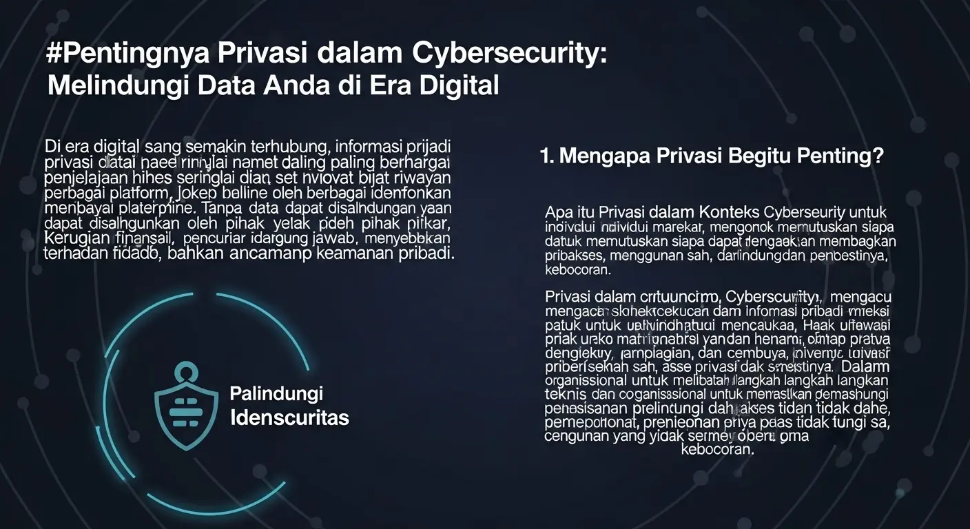 Panduan Memahami Privacy dalam Cybersecurity Artikel ini membahas pentingnya privasi dalam cybersecurity dan cara melindunginya.