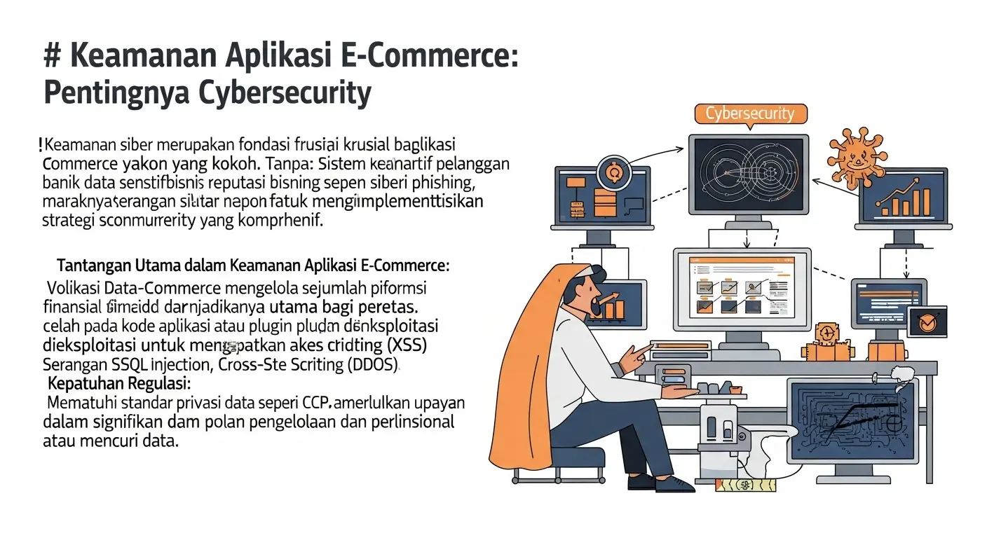 Keamanan Aplikasi E-Commerce: Pentingnya Cybersecurity Mengulas tantangan dan solusi terkait keamanan aplikasi e-commerce dalam cybersecurity.