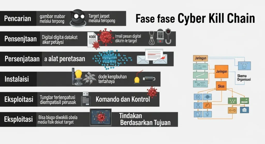 Memahami Cyber Kill Chain dalam Keamanan Siber Artikel ini menjelaskan tentang Cyber Kill Chain, fase-fase serangan siber, dan cara melindungi diri dari serangan tersebut.
