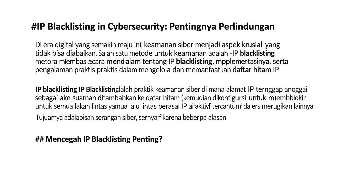 IP Blacklisting dalam Cybersecurity: Pentingnya Perlindungan Artikel tentang IP Blacklisting dalam Cybersecurity dan pengalaman penulis.