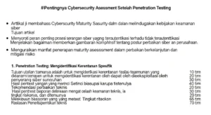 Pentingnya Cybersecurity Maturity Assessment Setelah Penetration Testing Artikel ini membahas pentingnya cybersecurity maturity assessment dalam melindungi aset perusahaan dan meningkatkan kebijakan keamanan siber.