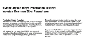 Biaya Penetration Testing Perusahaan dalam Bidang Cybersecurity Artikel membongkar mitos dan fakta mengenai biaya penetration testing perusahaan dalam bidang cybersecurity, serta pentingnya pengujian untuk keamanan sistem.