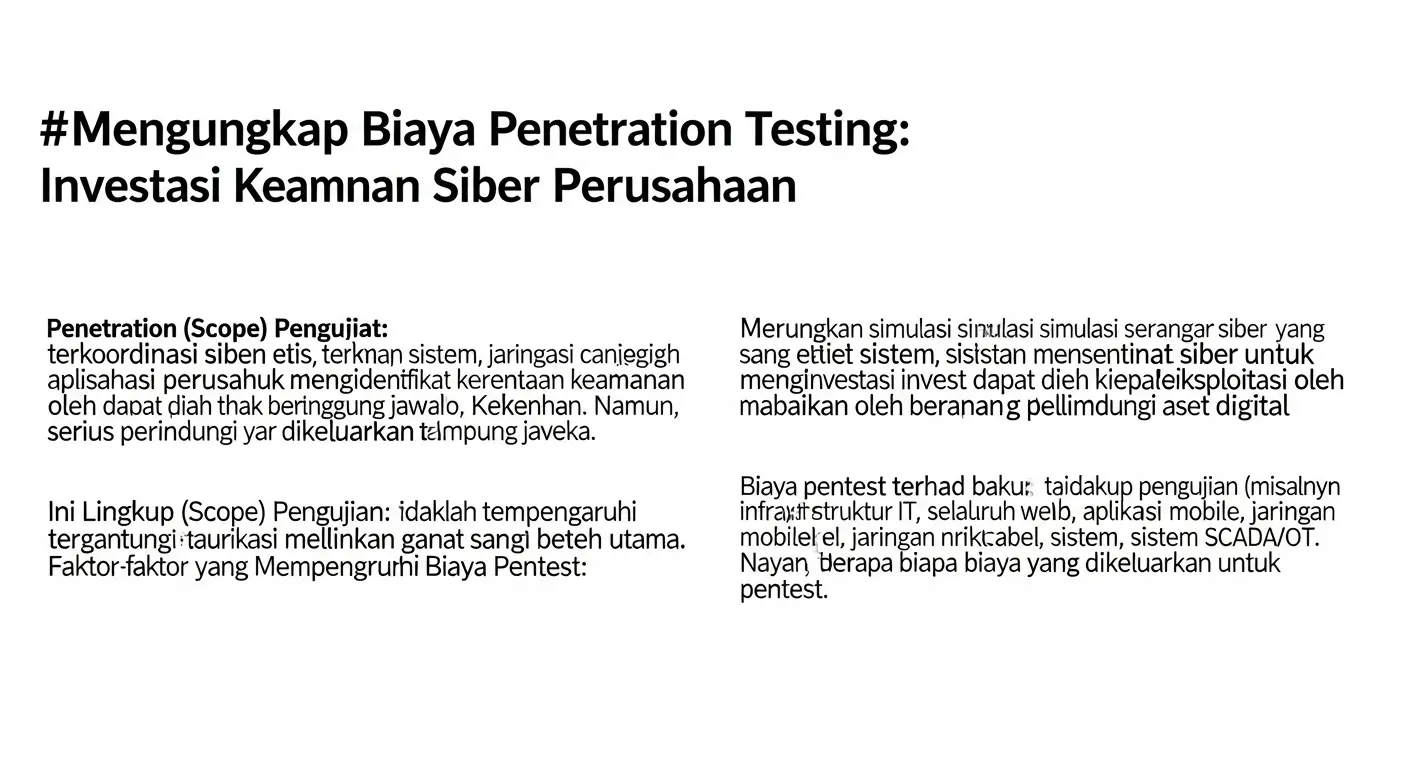 Biaya Penetration Testing Perusahaan dalam Bidang Cybersecurity Artikel membongkar mitos dan fakta mengenai biaya penetration testing perusahaan dalam bidang cybersecurity, serta pentingnya pengujian untuk keamanan sistem.