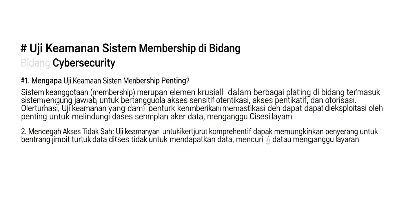 Uji Keamanan Sistem Membership di Bidang Cybersecurity Artikel ini membahas tentang pentingnya uji keamanan sistem membership dalam cybersecurity.