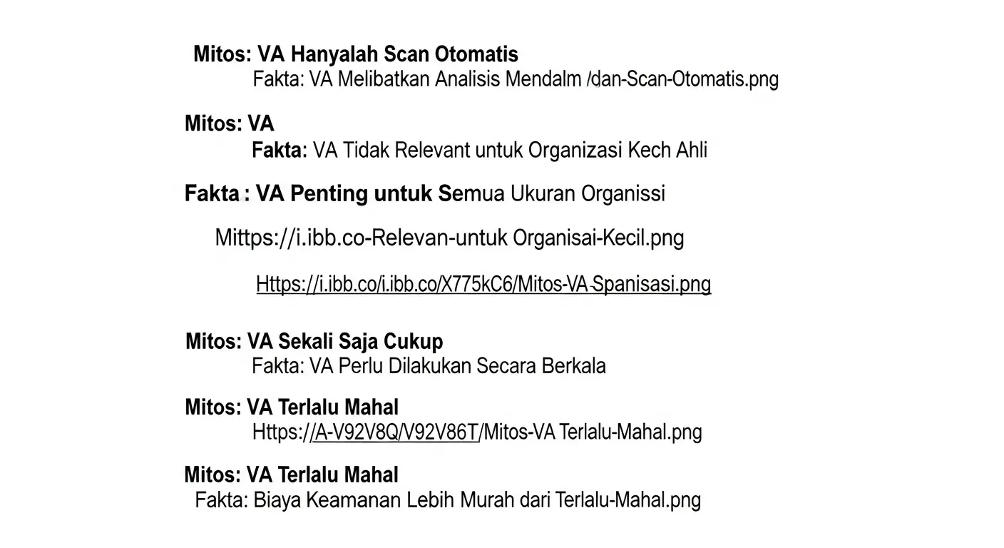 Perbandingan Hasil VA dalam Bidang Cybersecurity Artikel ini membahas perbandingan hasil Vulnerability Assessment (VA) dalam bidang cybersecurity dengan fokus pada mitos dan fakta yang ada.