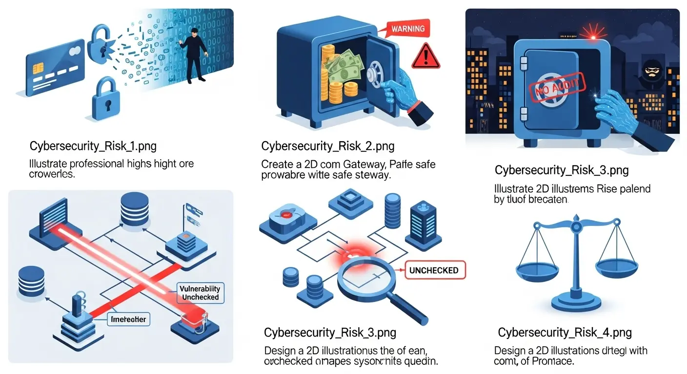 Risiko Tanpa Audit Keamanan Payment di Cybersecurity Menjelaskan risiko yang dihadapi ketika tidak melakukan audit keamanan pada sistem pembayaran dalam cybersecurity.