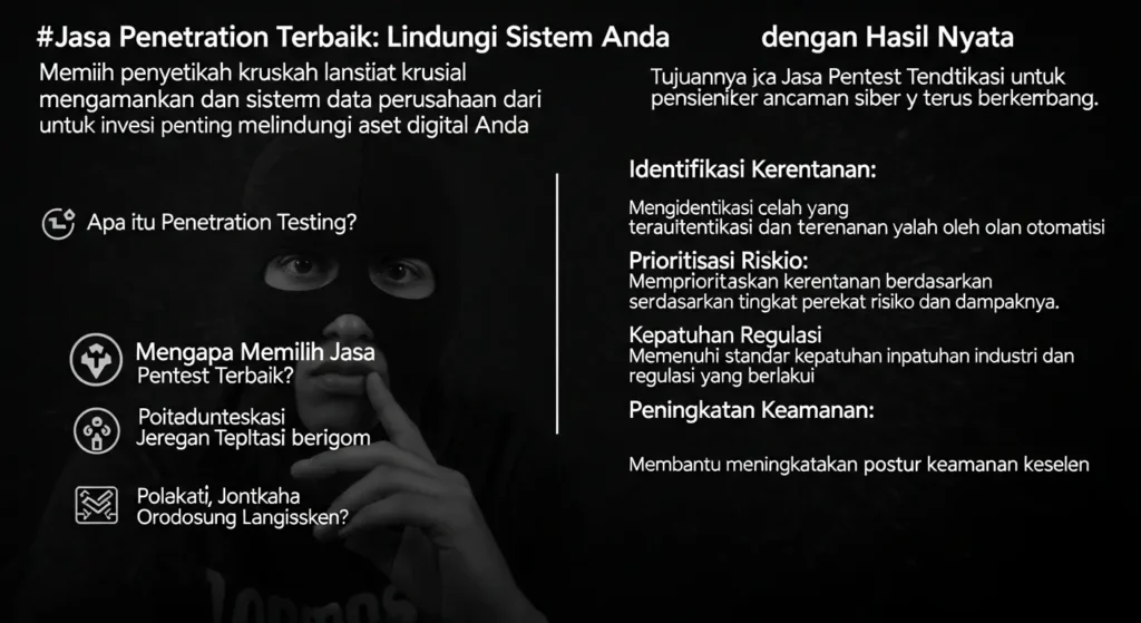 Jasa Penetration Testing Terbaik: Langkah Demi Langkah dengan Hasil Nyata Temukan jasa penetration testing terbaik di Indonesia dengan hasil nyata melalui langkah langkah yang sistematis dan efektif. Lindungi data dan sistem Anda.