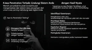 Jasa Penetration Testing Terbaik: Langkah Demi Langkah dengan Hasil Nyata Temukan jasa penetration testing terbaik di Indonesia dengan hasil nyata melalui langkah langkah yang sistematis dan efektif. Lindungi data dan sistem Anda.