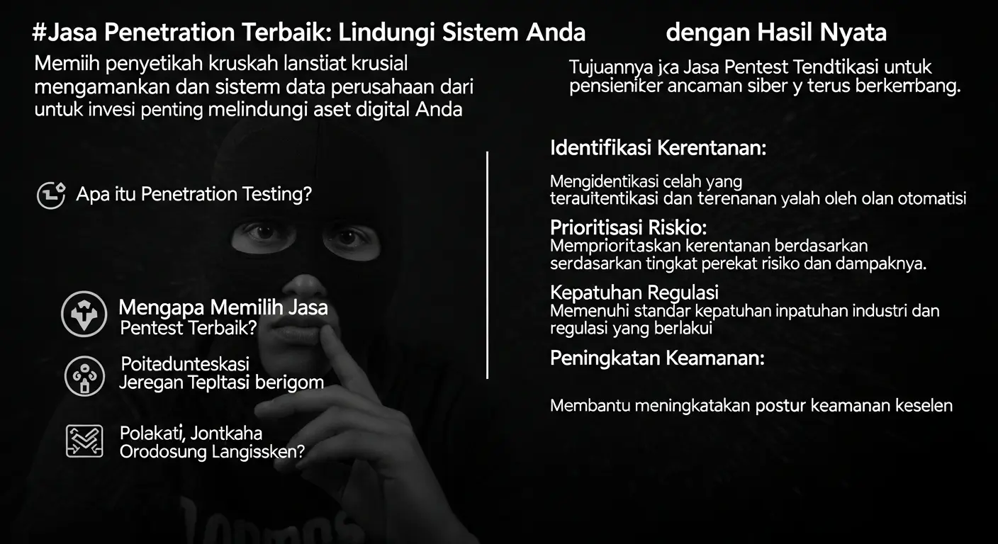 Jasa Penetration Testing Terbaik: Langkah Demi Langkah dengan Hasil Nyata Temukan jasa penetration testing terbaik di Indonesia dengan hasil nyata melalui langkah langkah yang sistematis dan efektif. Lindungi data dan sistem Anda.