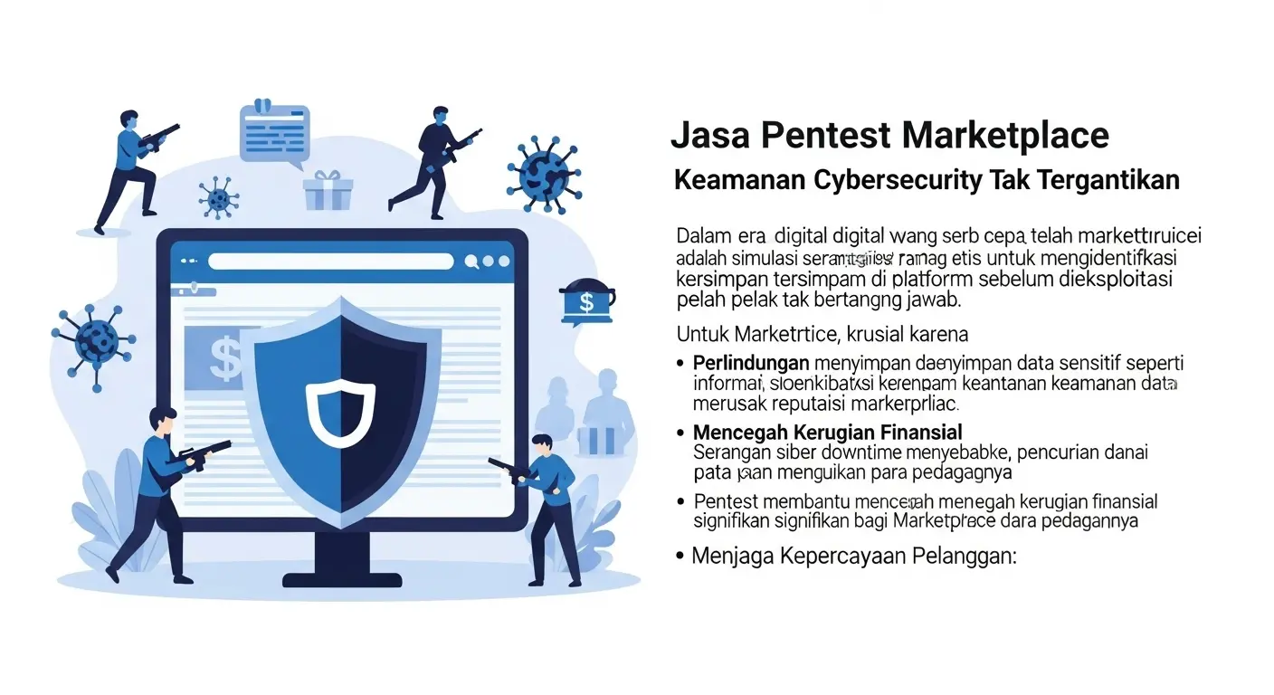Jasa Pentest Marketplace untuk Keamanan Cybersecurity belajar mengapa jasa pentest untuk marketplace sangat penting, manfaatnya, dan statistik terkait ancaman siber di Indonesia.
