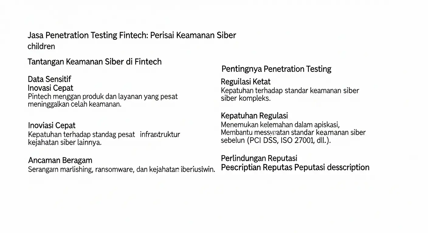 Jasa Penetration Testing Fintech untuk Keamanan Siber Panduan mengenai pentingnya jasa penetration testing di sektor fintech untuk mengatasi risiko siber.