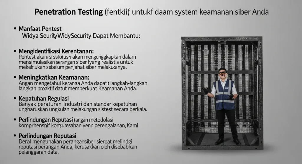 Jasa Pentest untuk Keamanan Siber Lebih Baik Pelajari tentang jasa pentest, manfaatnya, dan bagaimana Widya Security dapat membantu meningkatkan keamanan siber Anda.