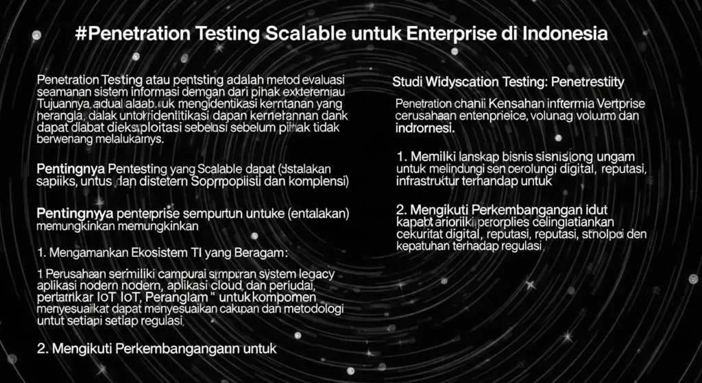 Penetration Testing Enterprise Scalable di Indonesia Studi Kasus Penetration Testing oleh Widya Security