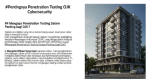 Pentingnya Penetration Testing OJK dalam Cybersecurity Artikel ini membahas mengenai pentingnya penetration testing bagi OJK dalam menjaga keamanan informasi dan data di dunia siber.