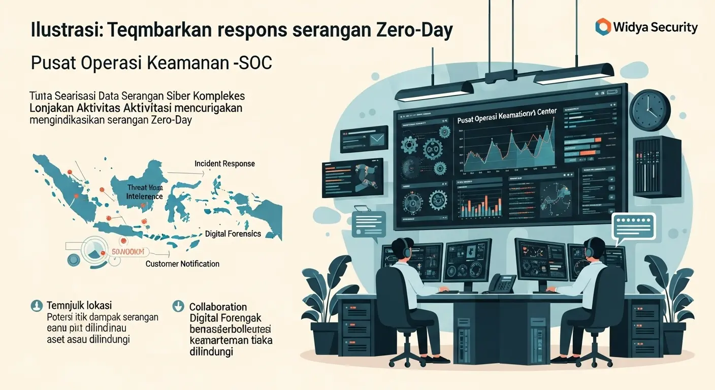 Respon Terhadap Zero Day Attack di Indonesia: Studi Kasus Studi kasus respon terhadap zero day attack di Indonesia oleh Widya Security, membahas langkah-langkah yang diambil.