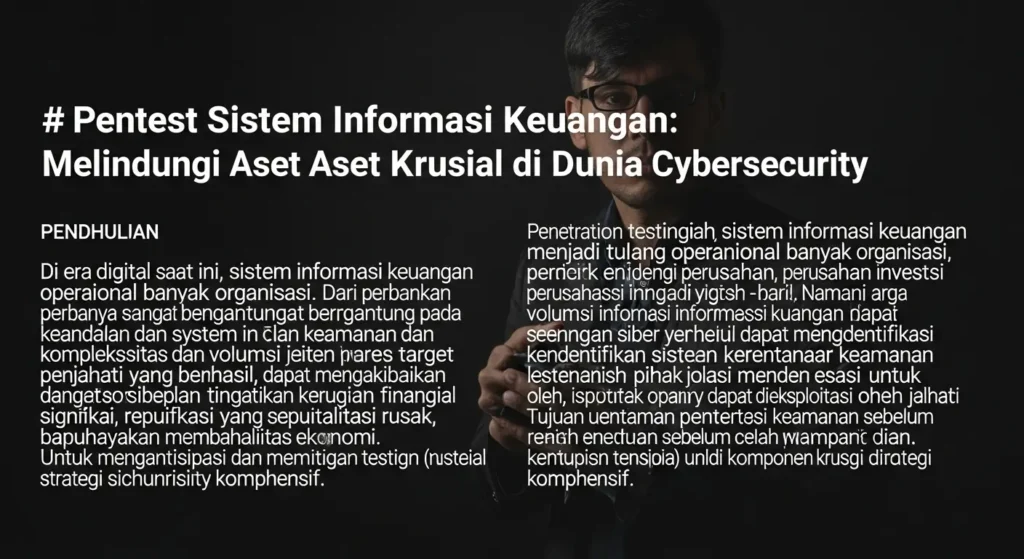 Pentest Sistem Informasi Keuangan dalam Cybersecurity Artikel ini membahas pentingnya penetration testing untuk melindungi sistem informasi keuangan di dunia cybersecurity.