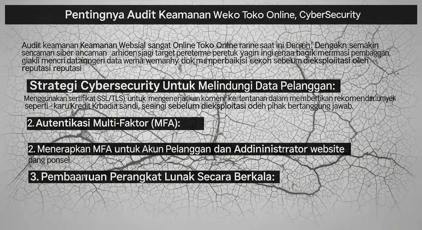Audit Keamanan Website Toko Online dalam Cybersecurity Temukan pentingnya audit keamanan untuk website toko online dan bagaimana strategi cybersecurity dapat melindungi data pelanggan.