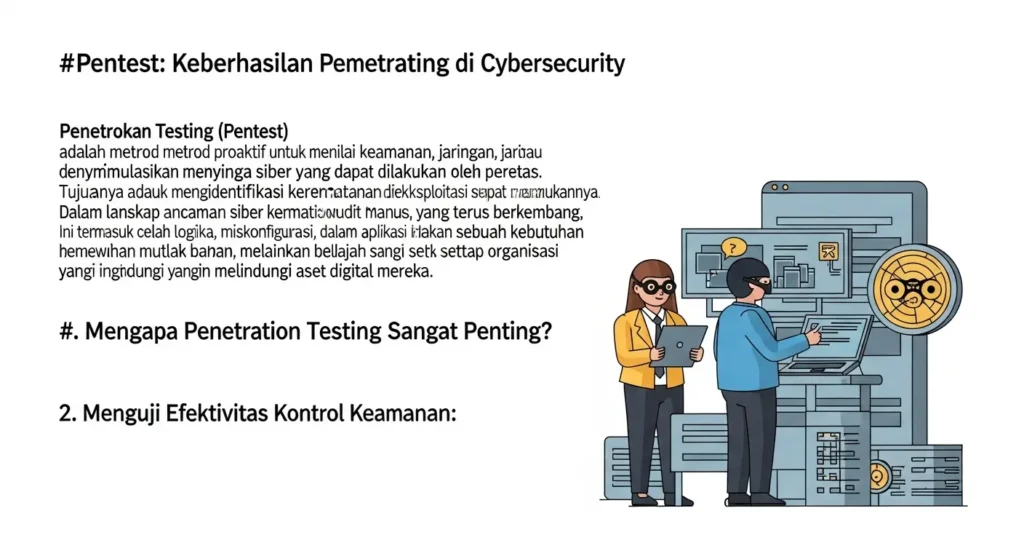 Pentest: Keberhasilan Penetration Testing di Cybersecurity Artikel tentang pentingnya penetration testing untuk keamanan siber, termasuk laporan executive summary yang jelas.
