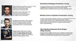 Compliance Penetration Testing dalam Cybersecurity Pelajari pentingnya compliance penetration testing dan manfaatnya bagi keamanan siber dari Widya Security.