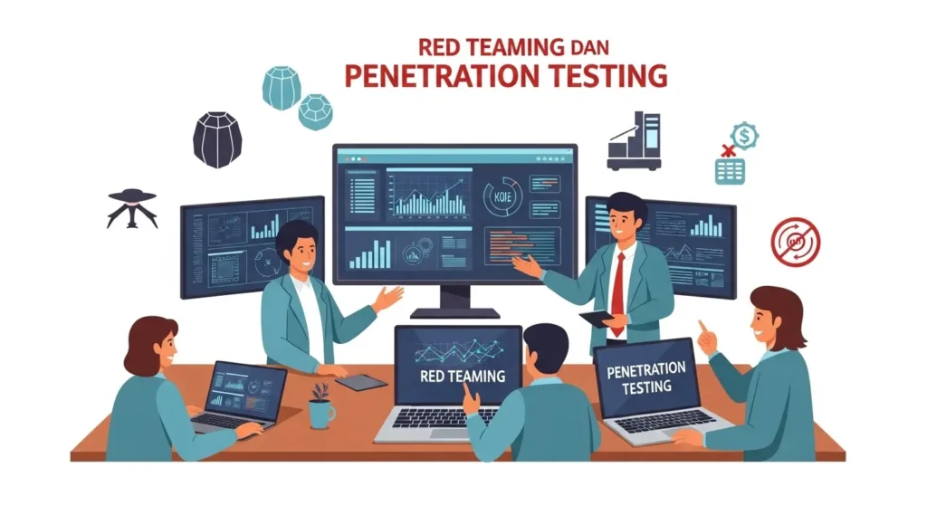 Panduan Red Teaming dan Penetration Testing di Cybersecurity Artikel ini menjelaskan mengenai red teaming dan penetration testing sebagai bagian dari strategi keamanan di dunia cyber.