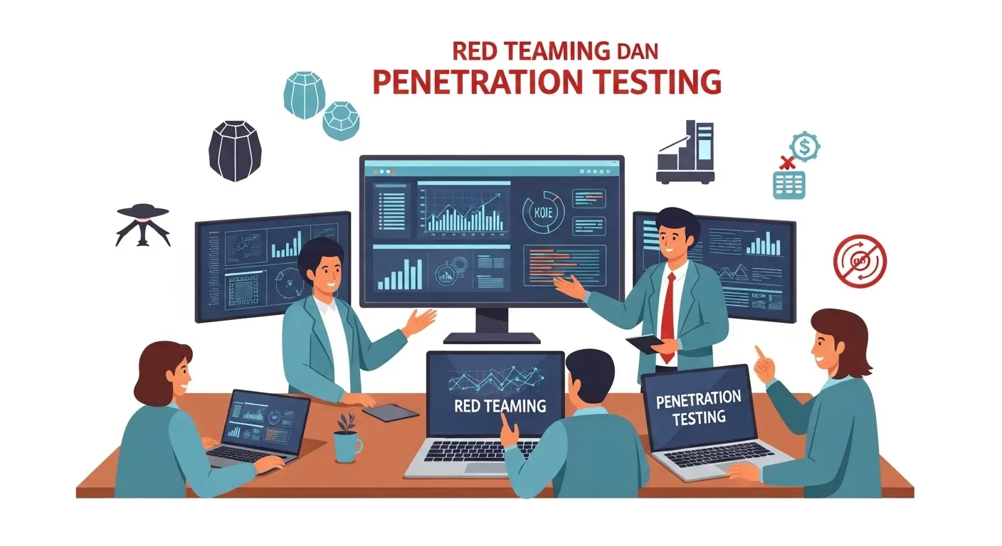 Panduan Red Teaming dan Penetration Testing di Cybersecurity Artikel ini menjelaskan mengenai red teaming dan penetration testing sebagai bagian dari strategi keamanan di dunia cyber.