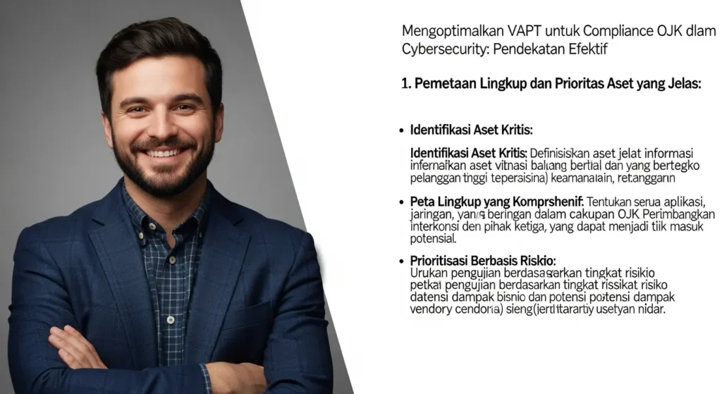Mengoptimalkan VAPT untuk Compliance OJK dalam Cybersecurity Pendekatan efektif terhadap VAPT untuk mencapai compliance OJK dan meningkatkan keamanan sistem informasi.