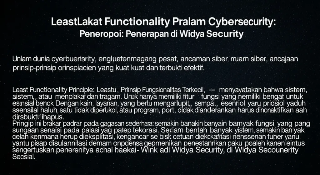 Least Functionality Principle dalam Cybersecurity Artikel ini membahas tentang Least Functionality Principle dalam bidang cybersecurity dan penerapannya di Widya Security, sebuah perusahaan cyber security asal Indonesia.
