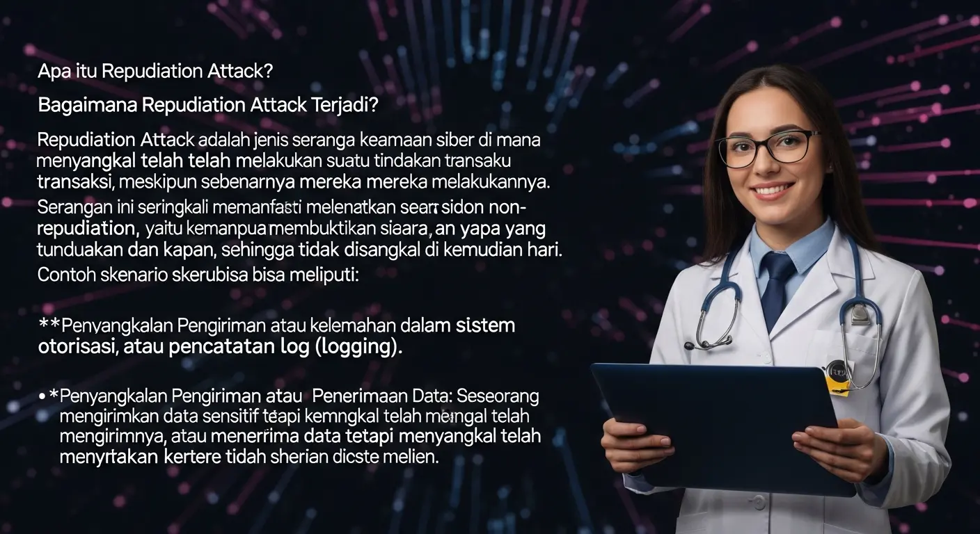 Memahami Repudiation Attack dalam Cybersecurity Artikel ini menjelaskan tentang repudiation attack, dampaknya dan bagaimana cara menghindarinya.