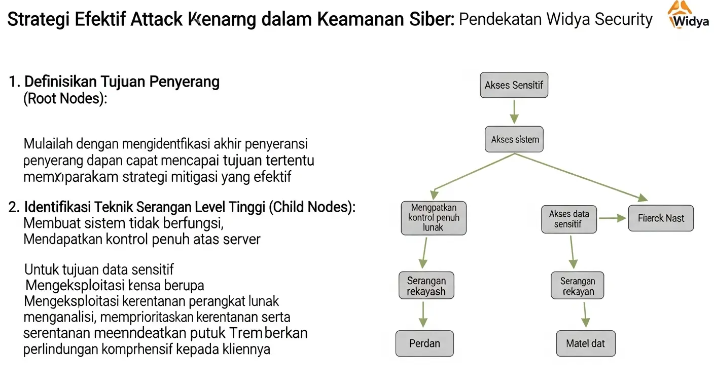 Optimasi Penggunaan Attack Tree dalam Cybersecurity Pelajari cara menggunakan Attack Tree dalam cybersecurity dengan langkah-langkah konkret dan studi kasus dari Widya Security.