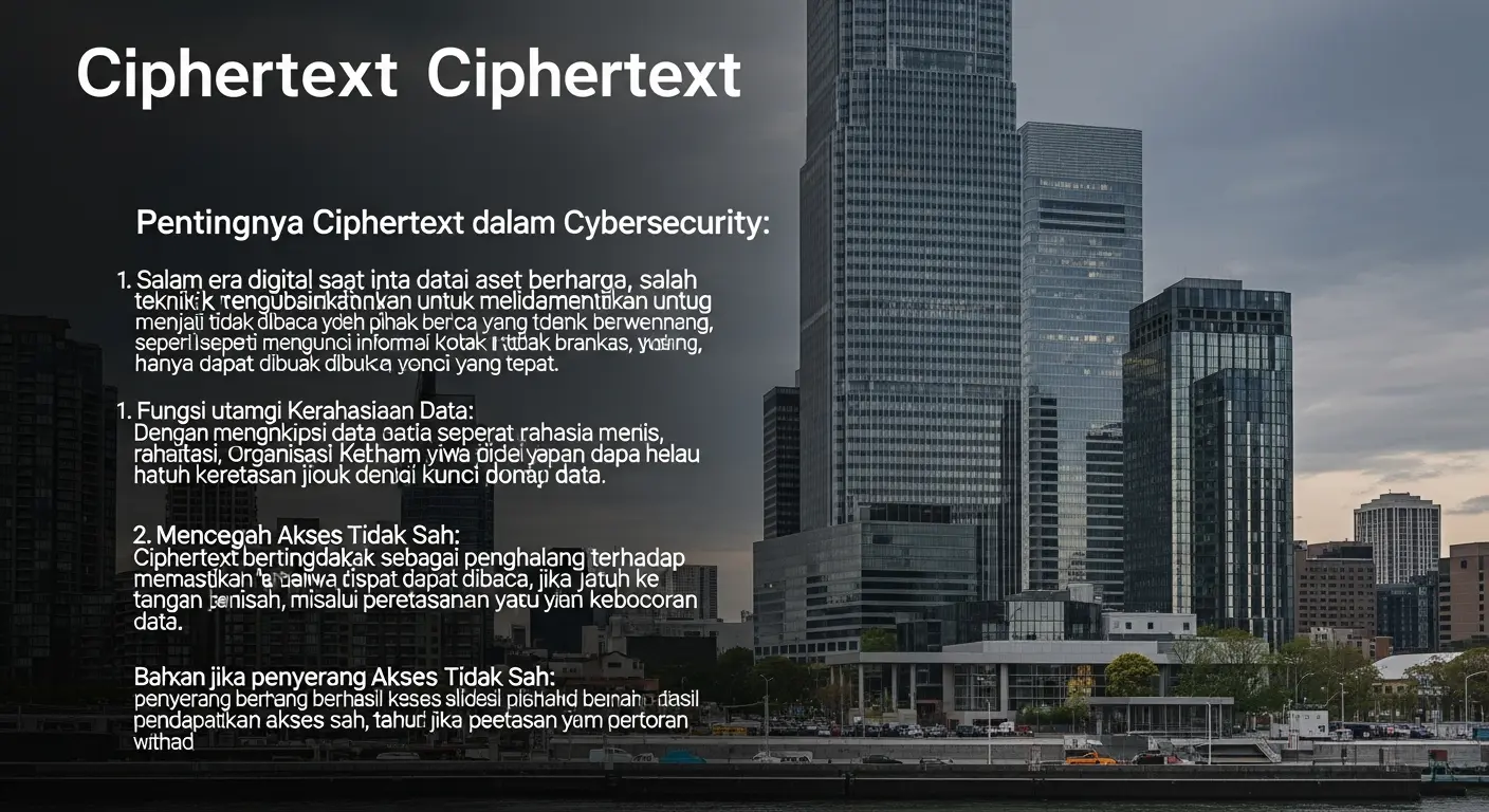 Ciphertext dalam Cybersecurity: Pentingnya Keamanan Data Diskusikan pentingnya ciphertext dalam cybersecurity dan bagaimana ini melindungi data sensitif.