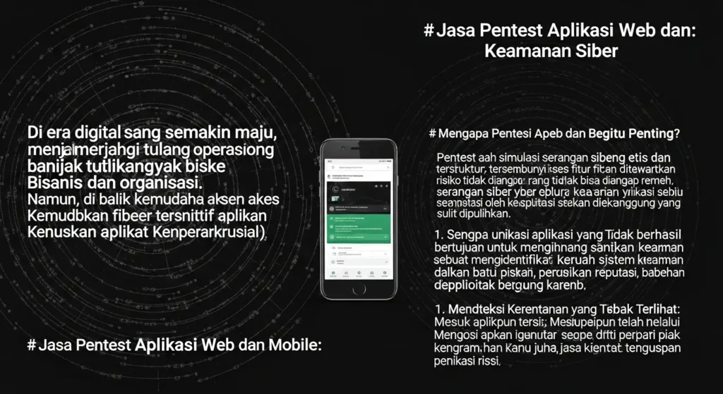 Jasa Pentest Aplikasi Web dan Mobile: Keamanan Cyber Anda Artikel tentang pentingnya jasa pentest aplikasi web dan mobile dalam cybersecurity, serta nilai tambah yang diberikan oleh Widya Security.