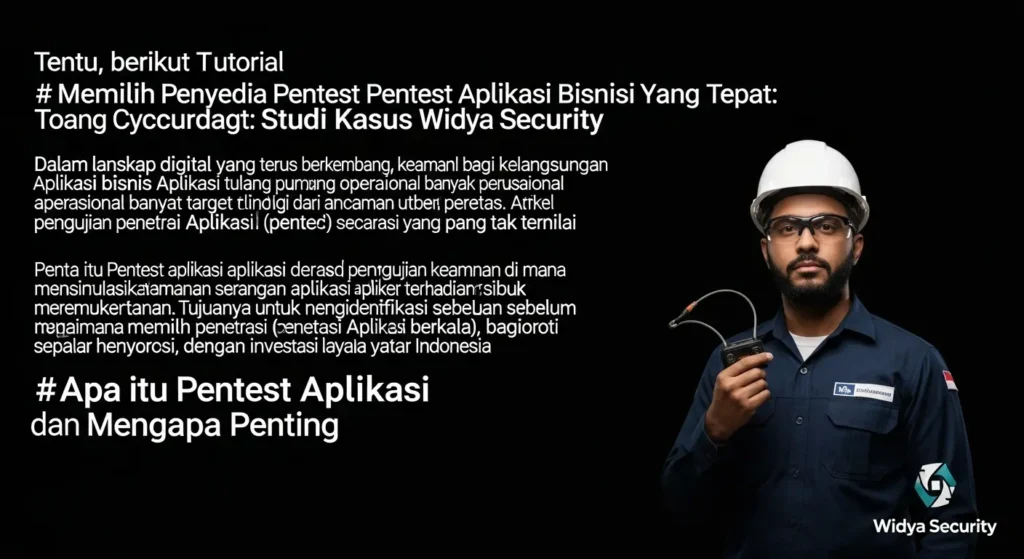 Penyedia Pentest Aplikasi Bisnis dalam Bidang Cybersecurity Artikel tutorial tentang penyedia pentest aplikasi bisnis dalam bidang cybersecurity dengan fokus pada Widya Security, perusahaan cybersecurity asal Indonesia.