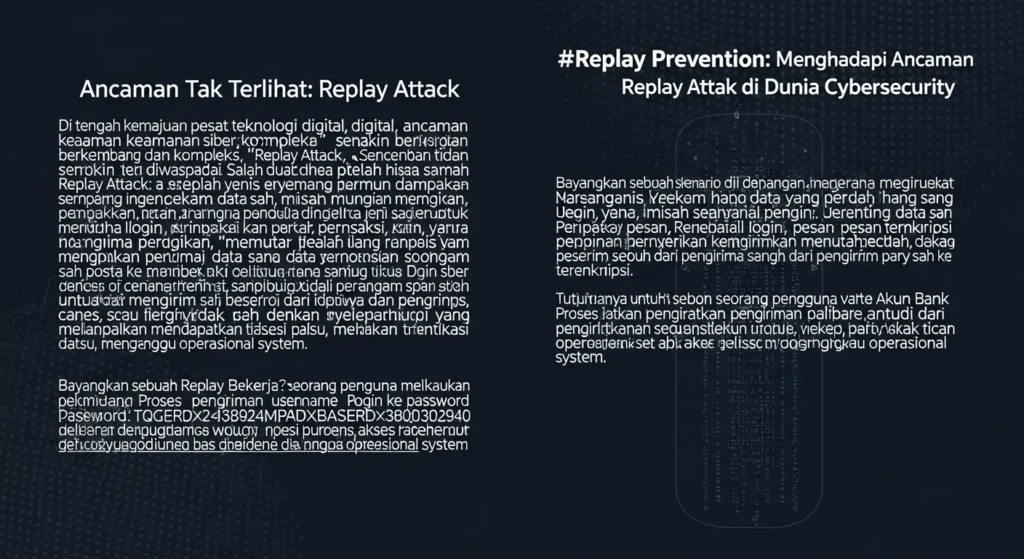 Replay Prevention: Menghadapi Ancaman Replay Attack di Dunia Cybersecurity Artikel ini membahas tentang Replay Prevention dan pentingnya menjaga keamanan dari serangan Replay Attack di dunia cybersecurity.