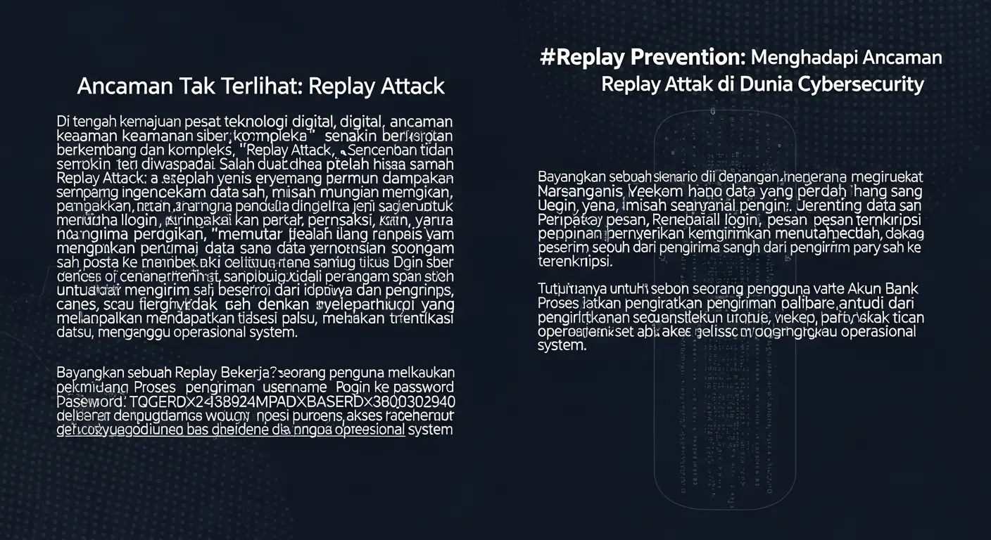Replay Prevention: Menghadapi Ancaman Replay Attack di Dunia Cybersecurity Artikel ini membahas tentang Replay Prevention dan pentingnya menjaga keamanan dari serangan Replay Attack di dunia cybersecurity.