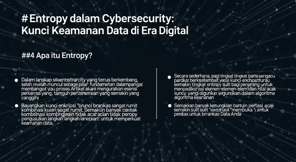 Memahami Entropy dalam Cybersecurity: Kunci Keamanan Data Artikel ini membahas pentingnya entropy dalam cybersecurity, dengan fokus pada tren dan langkah-langkah yang dapat diambil untuk meningkatkan keamanan data.
