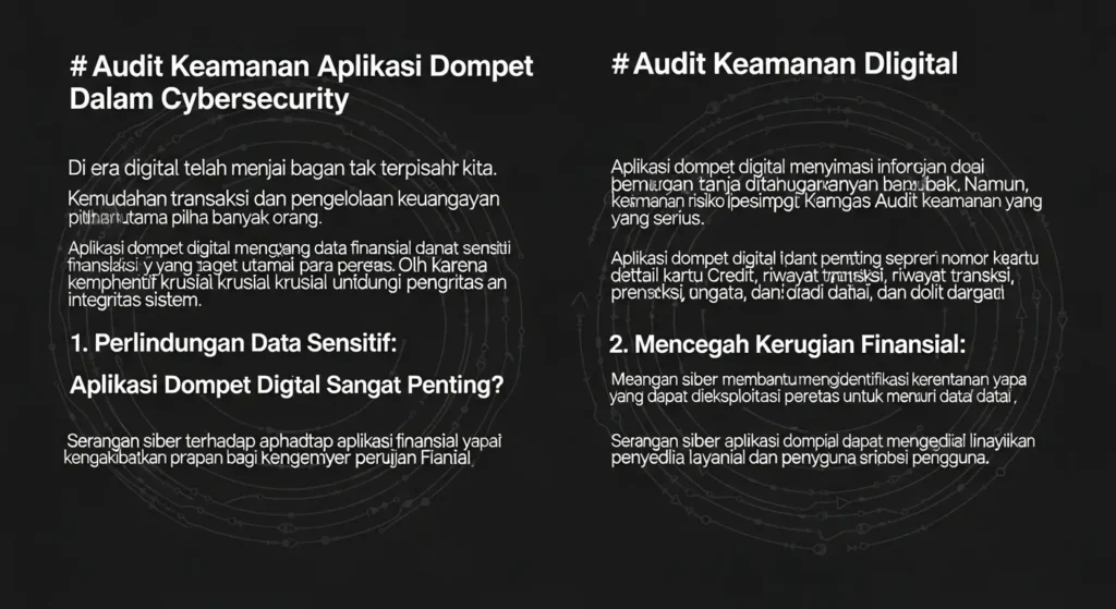 Audit Keamanan Aplikasi Dompet Digital dalam Cybersecurity Artikel ini menjelaskan pentingnya audit keamanan aplikasi dompet digital dalam cybersecurity dan bagaimana Widya Security dapat membantu.