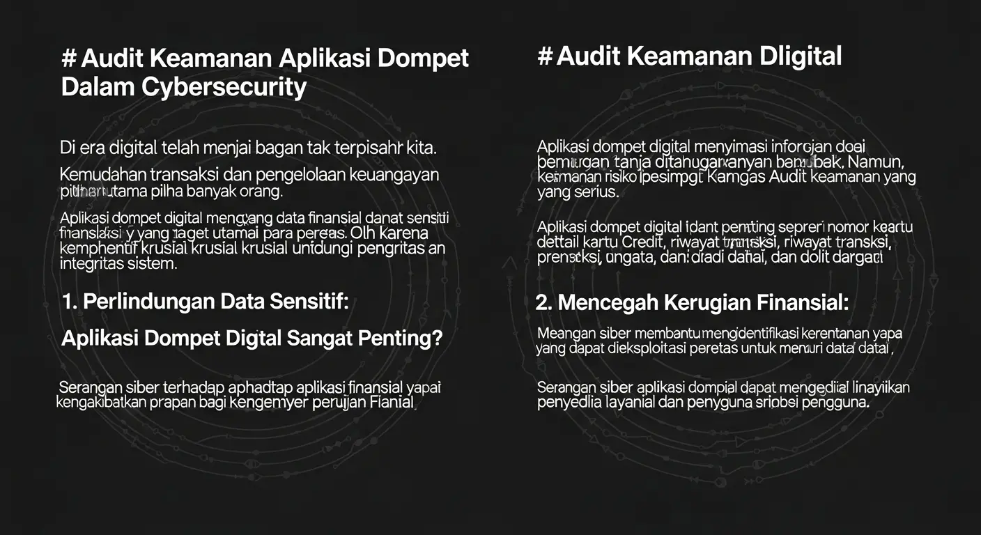 Audit Keamanan Aplikasi Dompet Digital dalam Cybersecurity Artikel ini menjelaskan pentingnya audit keamanan aplikasi dompet digital dalam cybersecurity dan bagaimana Widya Security dapat membantu.