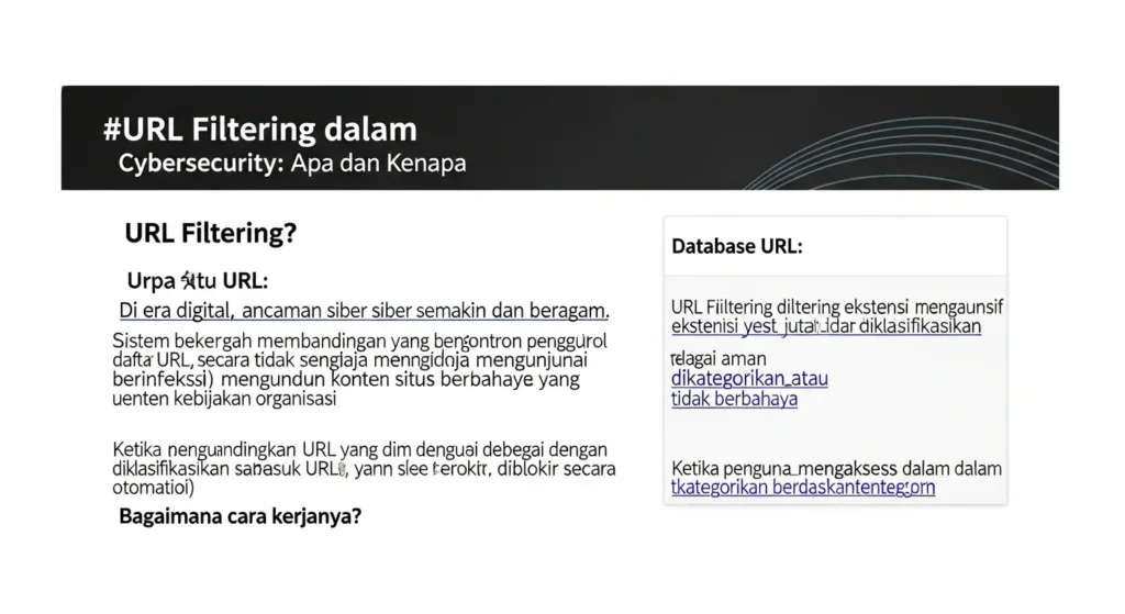 URL Filtering dalam Cybersecurity: Apa dan Kenapa? Artikel ini membahas pentingnya URL Filtering dalam ruang lingkup cybersecurity dan bagaimana penerapannya dapat melindungi organisasi dari ancaman siber.