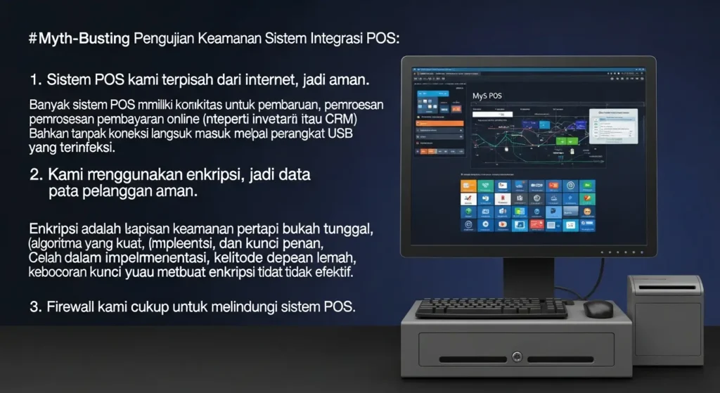 Myth-Busting Pengujian Keamanan Sistem Integrasi POS Mengungkap mitos-mitos terkait pengujian keamanan sistem integrasi POS dalam bidang cybersecurity.