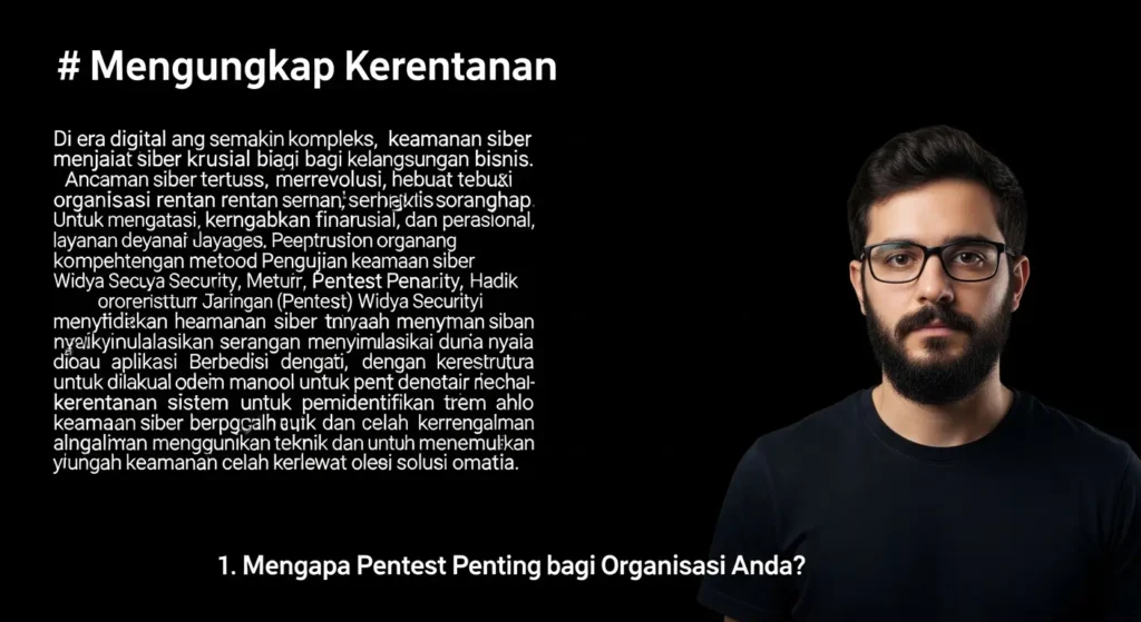 Pelayanan Penetration Testing di Indonesia oleh Widya Security Artikel ini membahas tentang layanan penetration testing yang ditawarkan oleh Widya Security, perusahaan cybersecurity asal Indonesia, untuk meningkatkan keamanan siber.