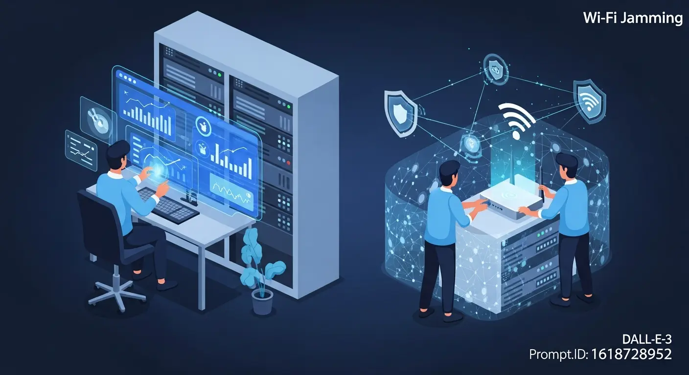 Wi-Fi Jamming Prevention di Cybersecurity untuk Keamanan Jaringan Pelajari cara mencegah serangan Wi-Fi Jamming dan menjaga keamanan jaringan Anda dengan tips dari Widya Security.