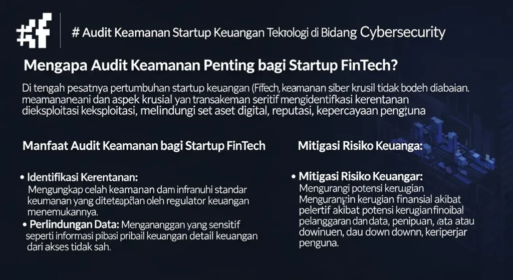 Audit Keamanan Startup Keuangan Teknologi di Bidang Cybersecurity Pelajari pentingnya audit keamanan untuk startup keuangan teknologi dan bagaimana melakukan tindakan proaktif dalam menghadapi cyber threats.