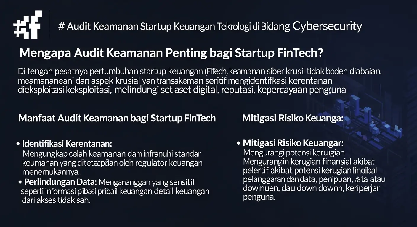 Audit Keamanan Startup Keuangan Teknologi di Bidang Cybersecurity Pelajari pentingnya audit keamanan untuk startup keuangan teknologi dan bagaimana melakukan tindakan proaktif dalam menghadapi cyber threats.